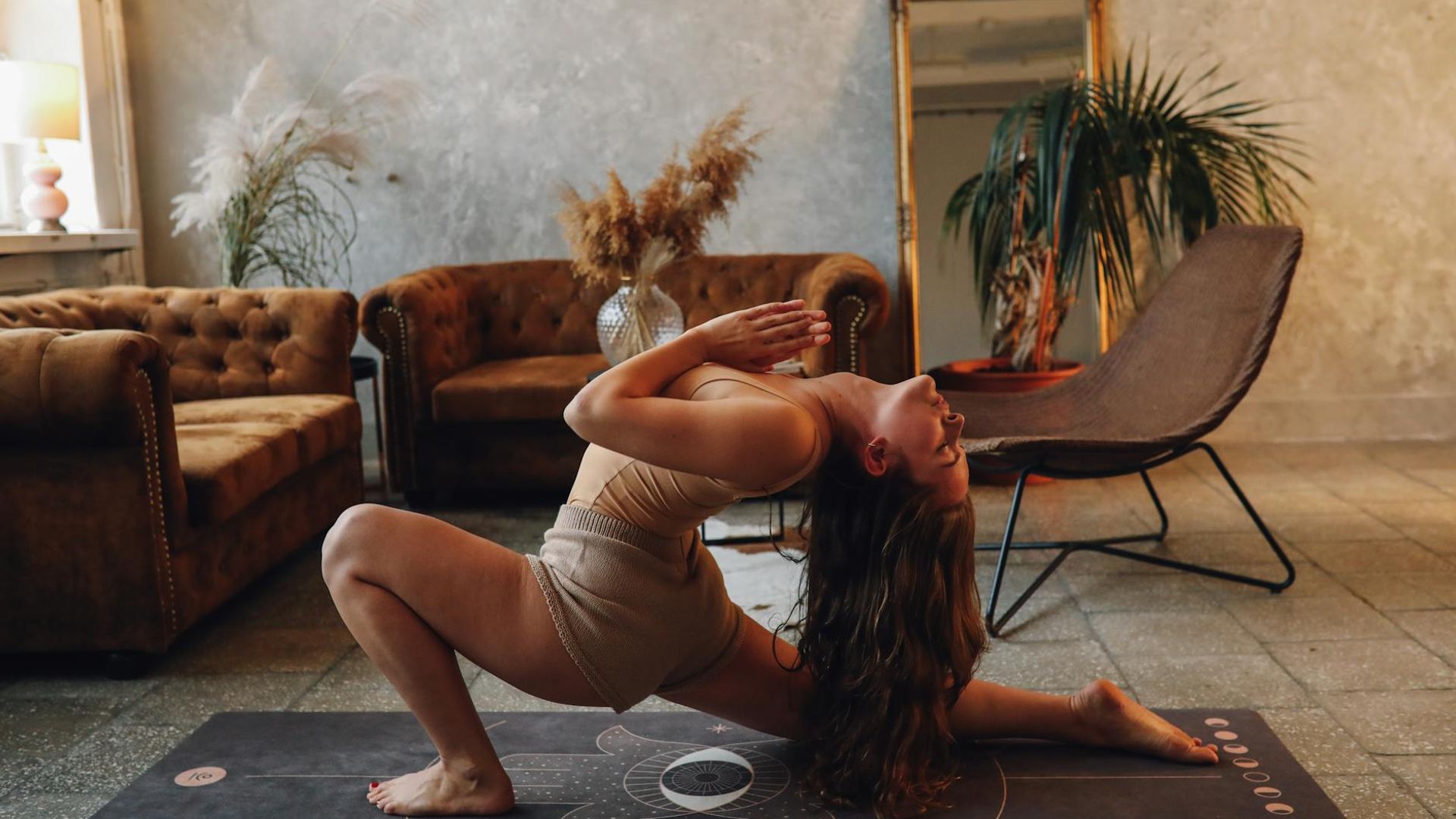 Soft dark atmosphere for peaceful yoga and body balance session